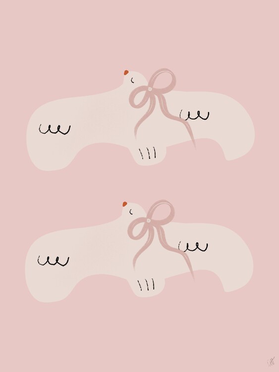 Plakát Pink Pastel Birds