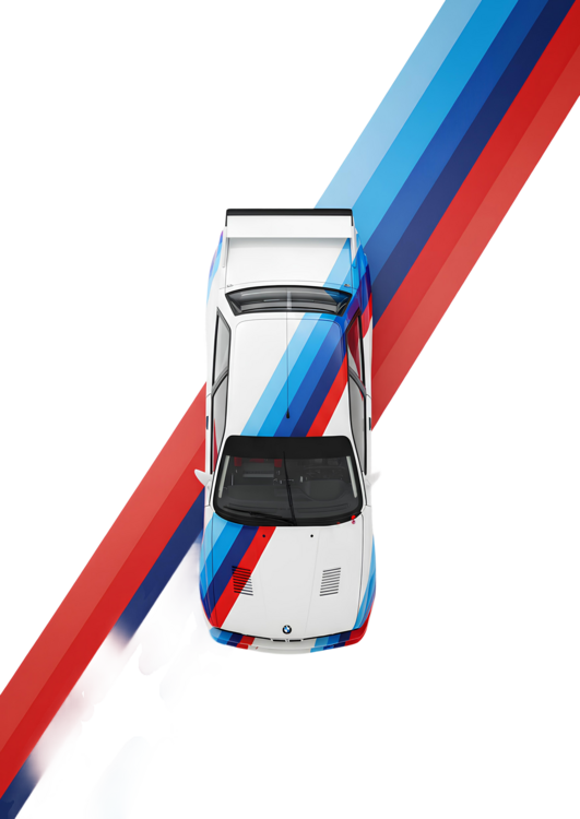 Tričko BMW E30 M3 in Alpine White with Classic M Motorsport Stripes