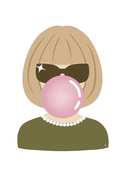 Tričko Anna Wintour Vogue Pink Bubble Gum Portrait