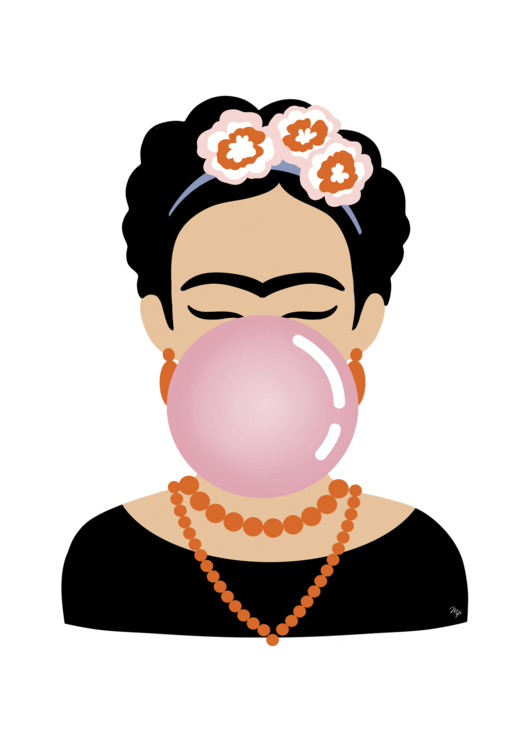 Tričko Frida Kahlo Pink Bubble Gum Portrait