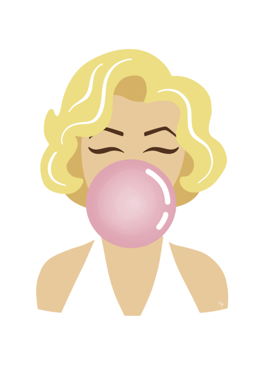 Tričko Marilyn Monroe Pink Bubble Gum Portrait