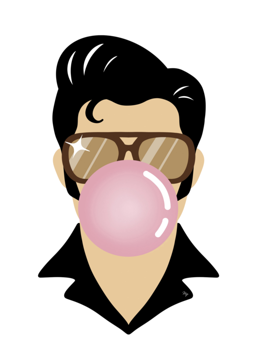 Tričko Elvis Presley Pink Bubble Gum Portrait