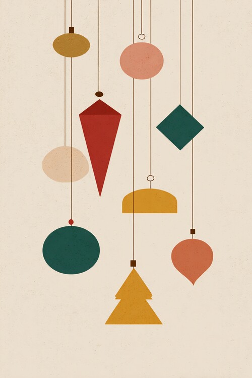 Plakát Minimal Geometric Christmas Ornaments