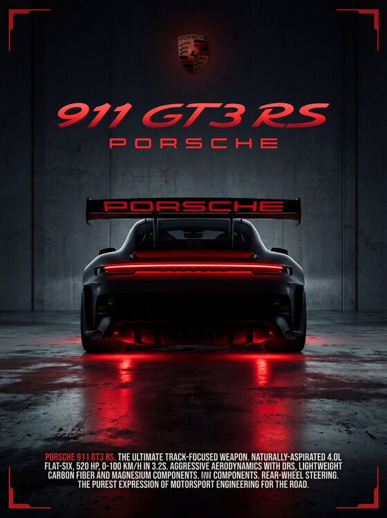 Plakát Porsche 911 GT3 RS Forged for the Road