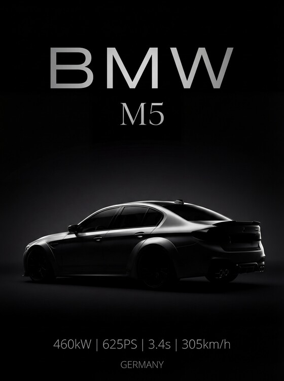 Plakát BMW M5: 625PS of German Perfection.