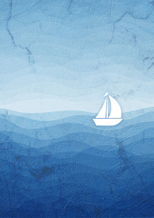 Plakát Blue Sea Storm Boat