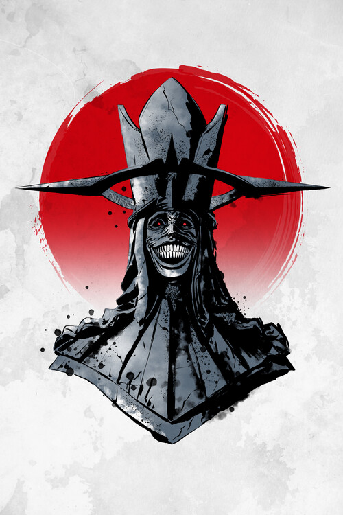 Plakát Red Sun Statue of God