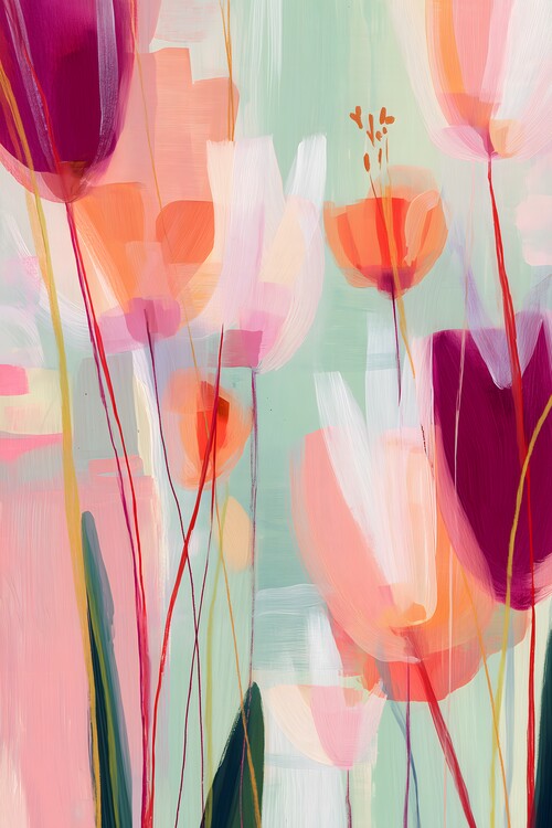 Plakát Painted Tulips