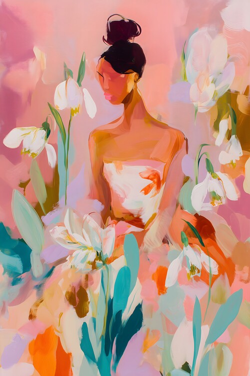 Plakát Woman Among Flowers