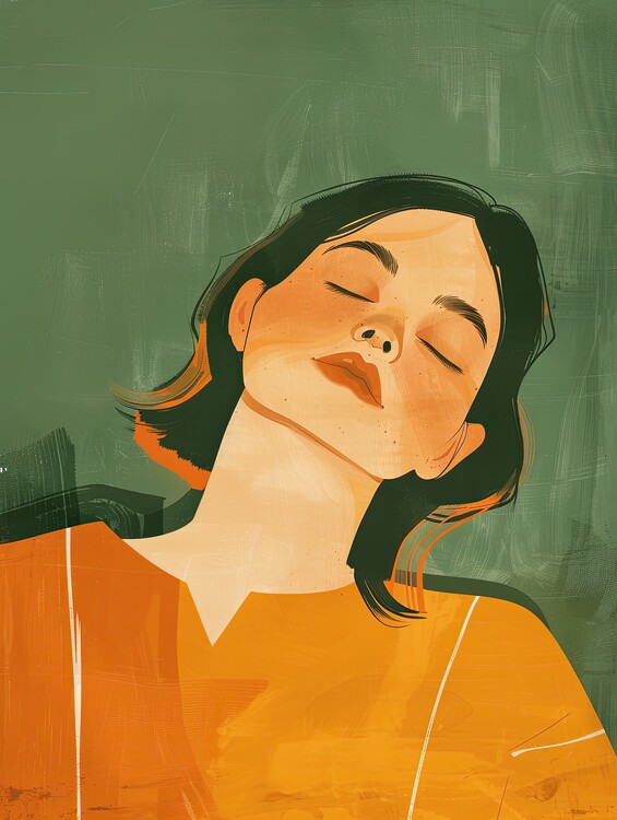 Plakát Serene Woman on Emerald Green