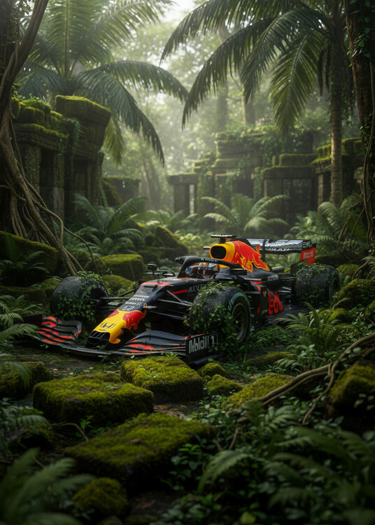 Plakát Racing Car in The Jungle