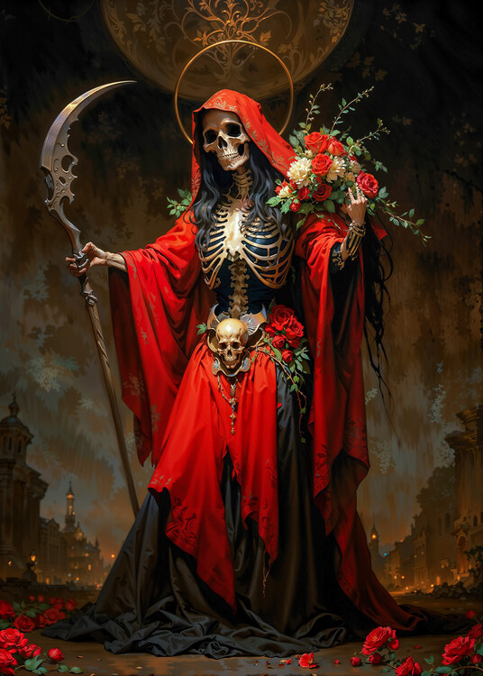 Plakát Red Robe Santa Muerte