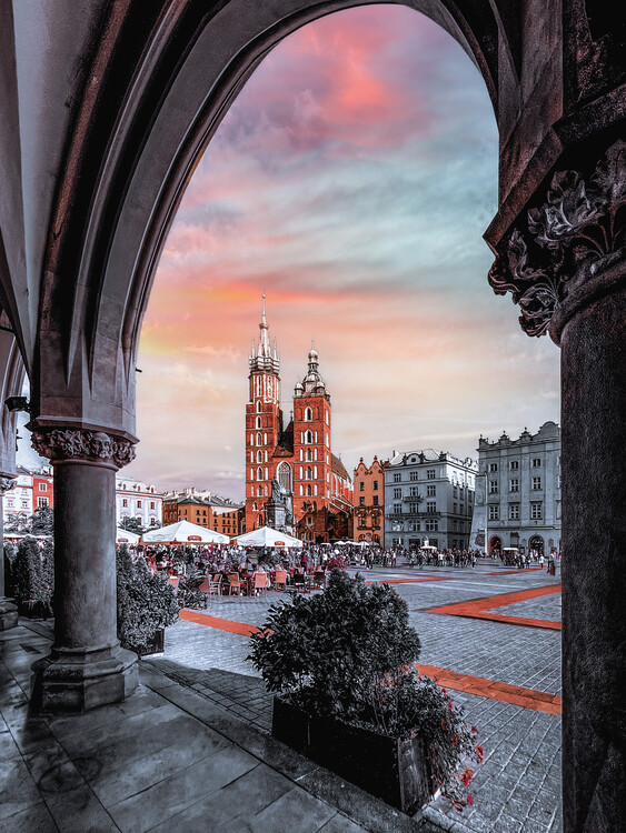 Plakát Poľsko, Krakov, kostol, Poland