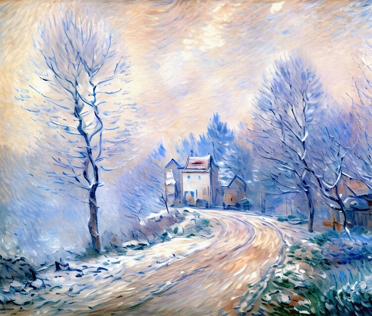 Plakát The Entrance to Giverny Under the Snow