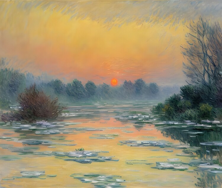 Plakát Sunset on the Seine in Winter