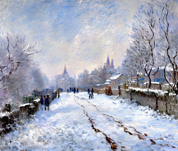 Plakát Snow Scene at Argenteuil - A Winter’s Day