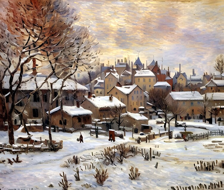 Plakát Snow Effect with Setting Sun - A Winter Landscape