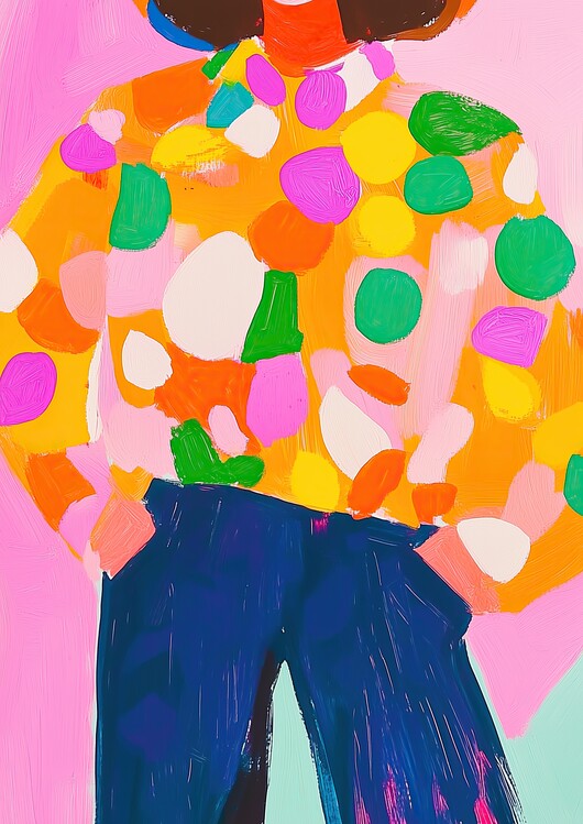 Plakát Abstract Woman Illustration, Colourful Wall Art