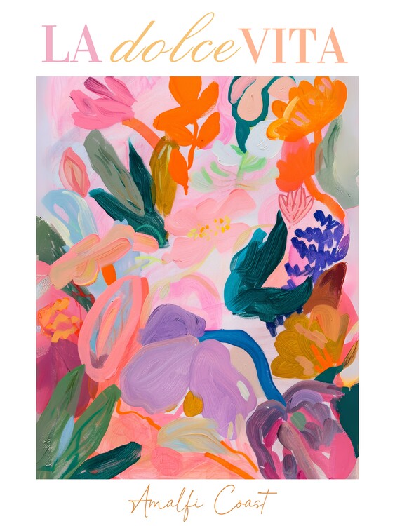 Plakát La Dolce Vita, Abstract Colourful Floral Print