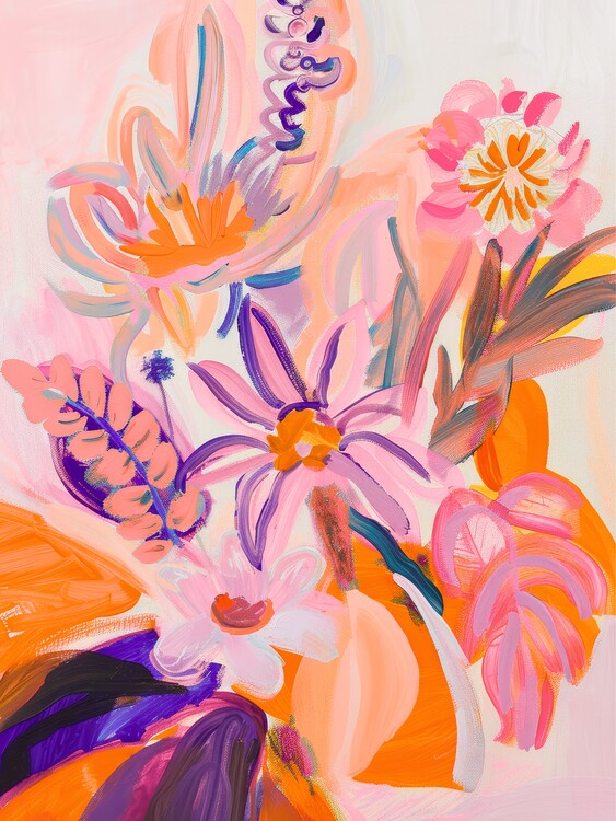 Plakát Abstract Floral Wall Art, Colourful Flower Poster