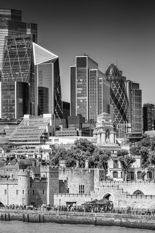 Plakát Historic London meets modernity - monochrome