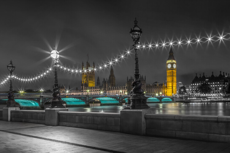 Plakát LONDON Magical night in Westminster - Colorkey