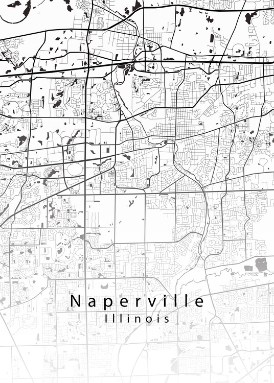 Plakát Naperville Illinois City Map white