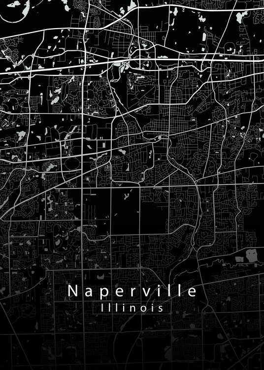 Plakát Naperville Illinois City Map black