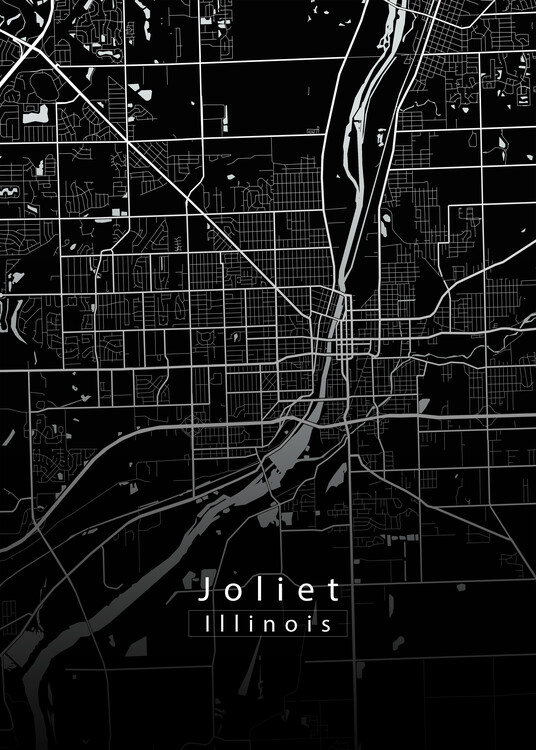 Plakát Joliet Illinois City Map black