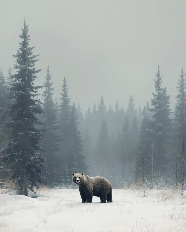Plakát Bear in the Winter Scenery
