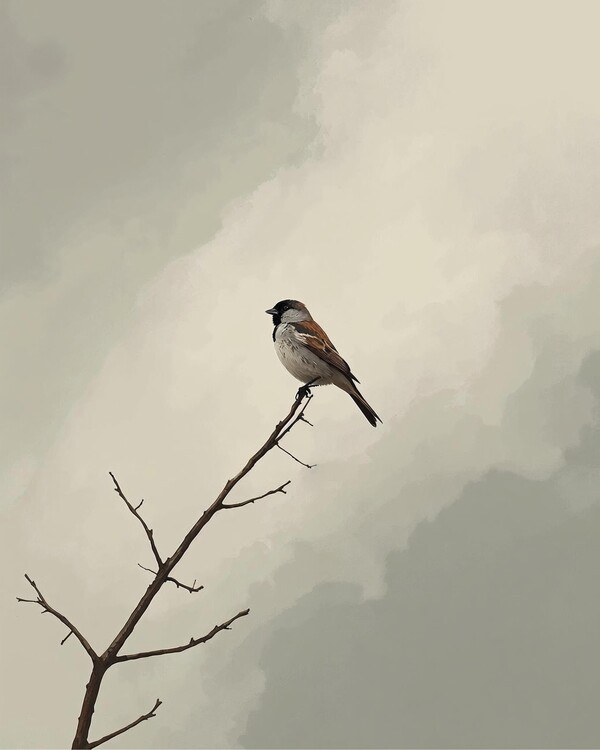 Plakát Tiny Sparrow on the Branch