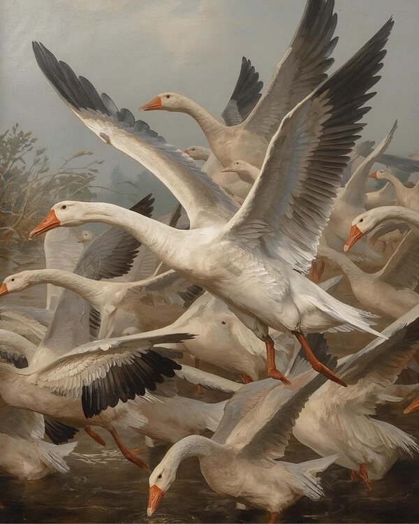 Plakát Wild Geese Launching Skyward