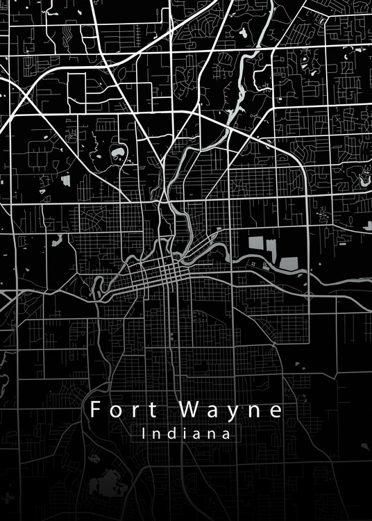 Plakát Fort Wayne Indiana City Map black