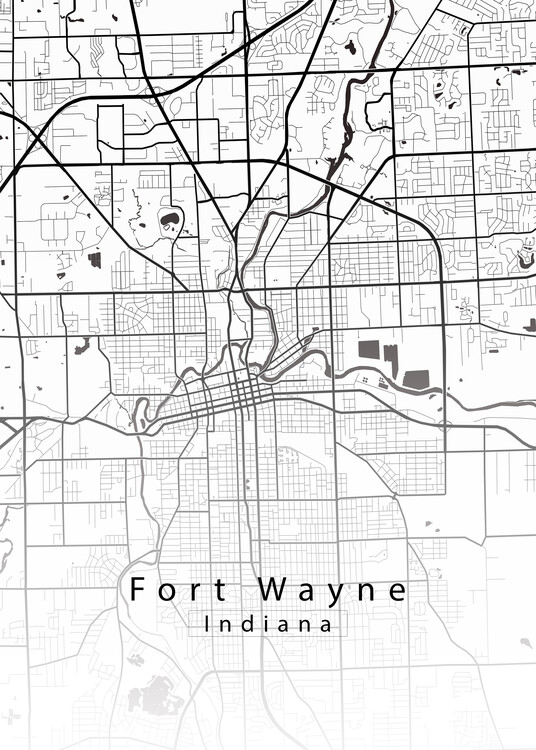 Plakát Fort Wayne Indiana City Map white