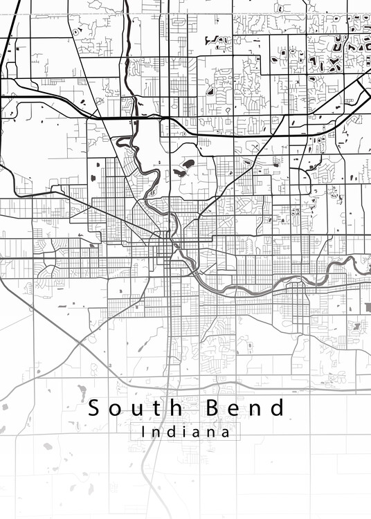 Plakát South Bend Indiana City Map white