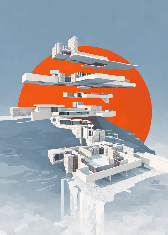 Plakát Falling Water House Exploded