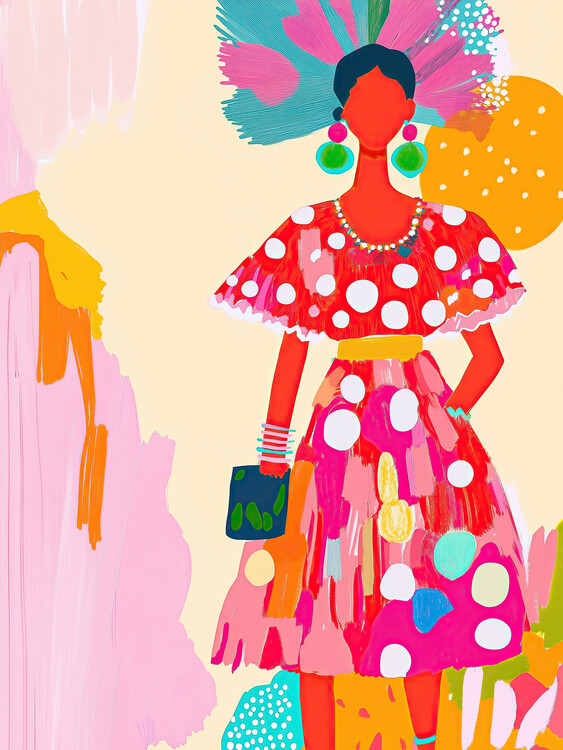 Plakát Abstract Woman Illustration, Colourful Wall Art