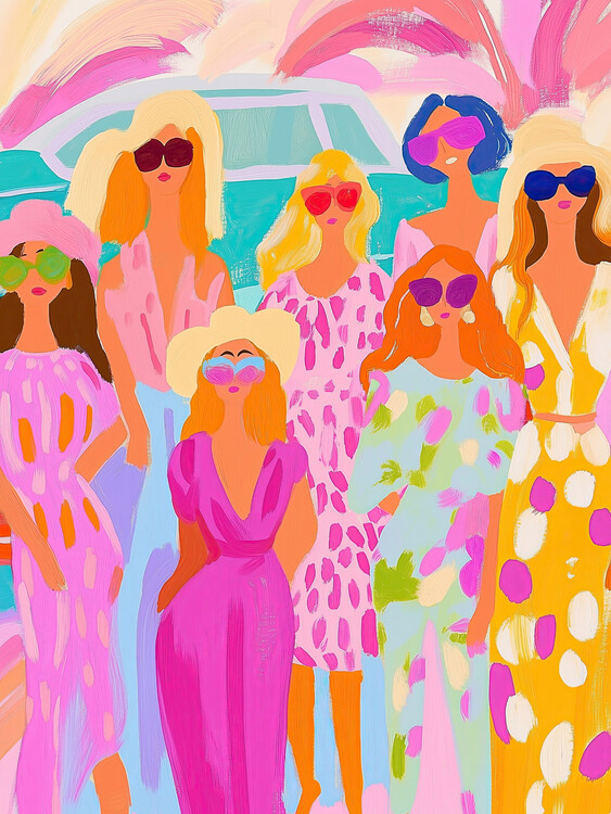 Plakát Abstract Woman Illustration, Colourful Wall Art