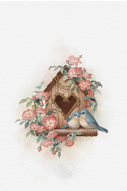 Plakát Bird House and Rose