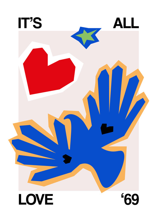 Plakát It's All Love Bird Blue