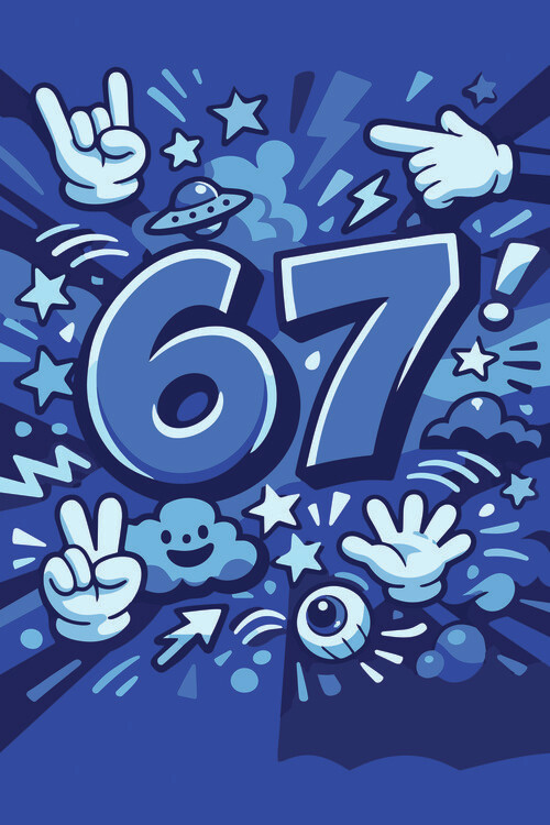 Plakát Six Seven - 67 blue 2
