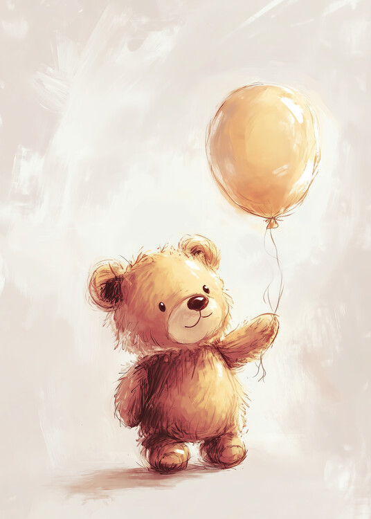 Plakát Teddy Bear and Balloon