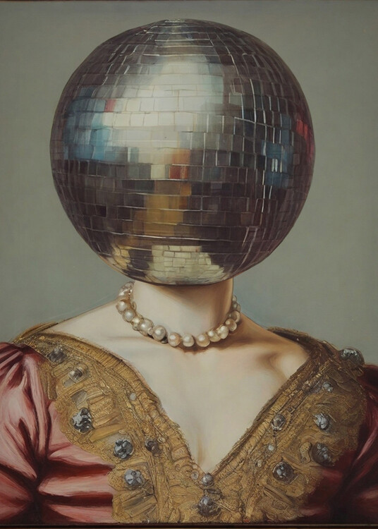 Plakát DiscoHead Queen / Altered Collage Art