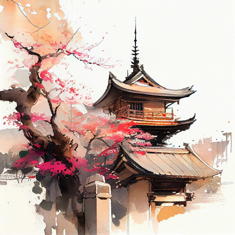 Plakát Japan World Watercolor Painting (8)