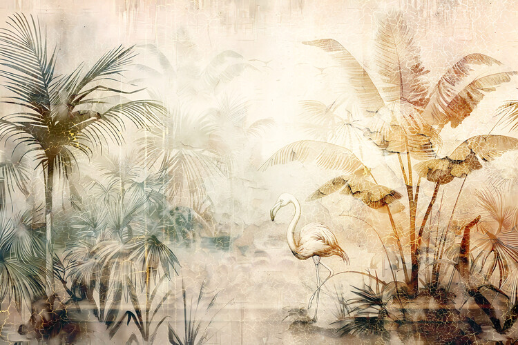 Obraz na plátně Flamingo Animal Vintage Art Illustration Wallart 04