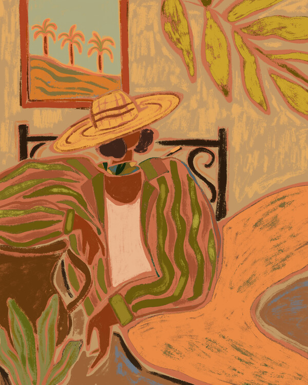 Plakát Lady in Stripe