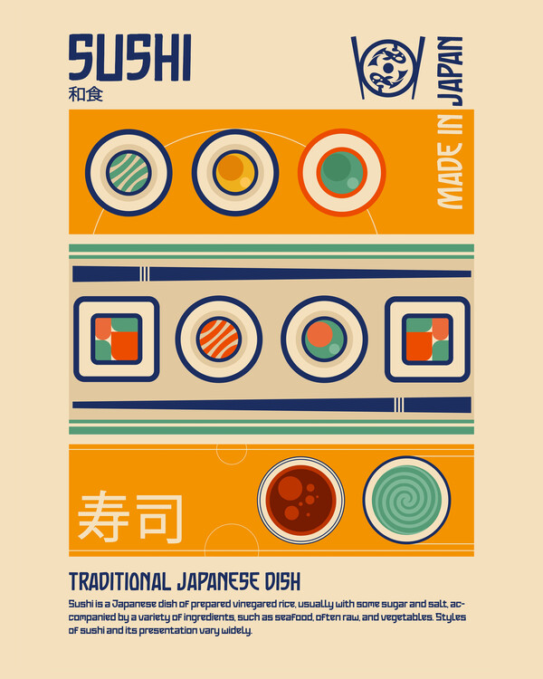 Obraz na plátně Sushi Japanese Food Print