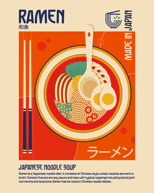 Obraz na plátně Ramen Japanese Food Print