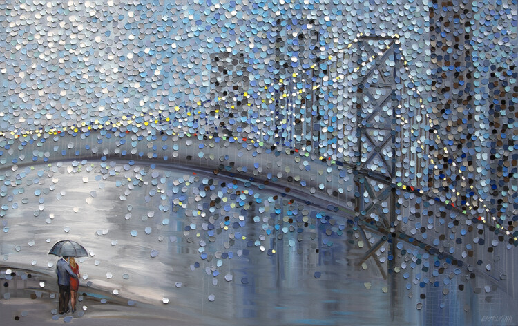 Obraz na plátně Rainy Date With the Bridge View