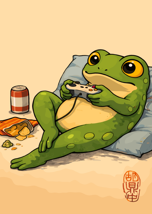 Plakát FROG PLAYING VIDEO GAME